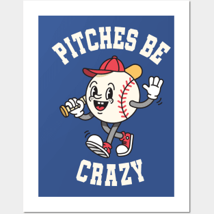 Pitches Be Crazy! Funny Vintage Baseball Cartoon Posters and Art